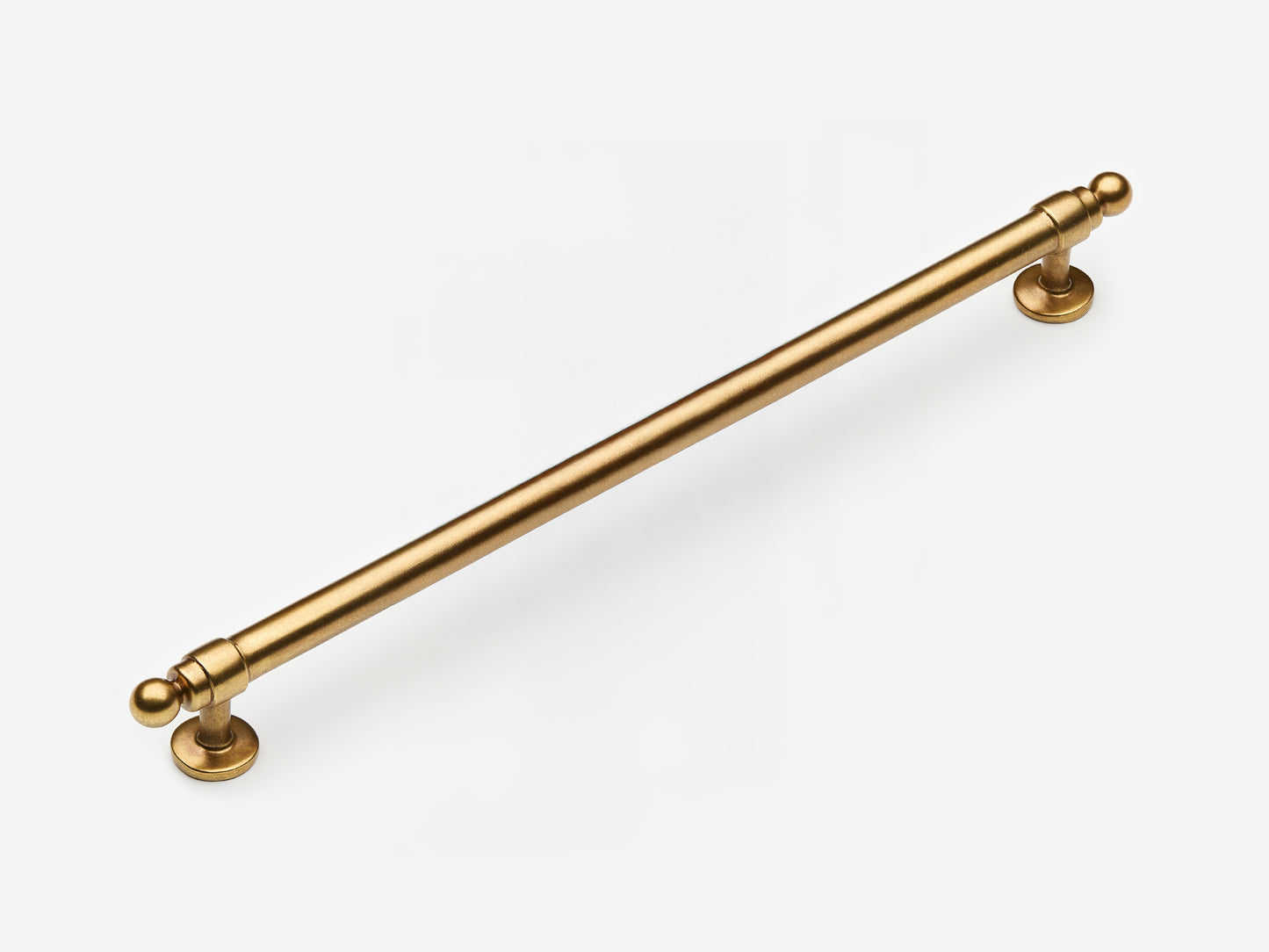 Solid brass Campaign appliance pull, 12 inches, in an aged brass finish for cabinets.