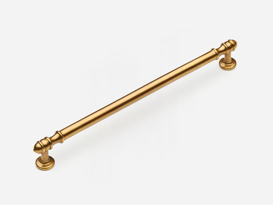 Solid brass Deseret appliance pull, 12 inches, in an aged brass finish for cabinets.