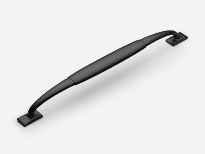 Solid brass Packard appliance pull, 12 inches, in a matte black finish for cabinets.