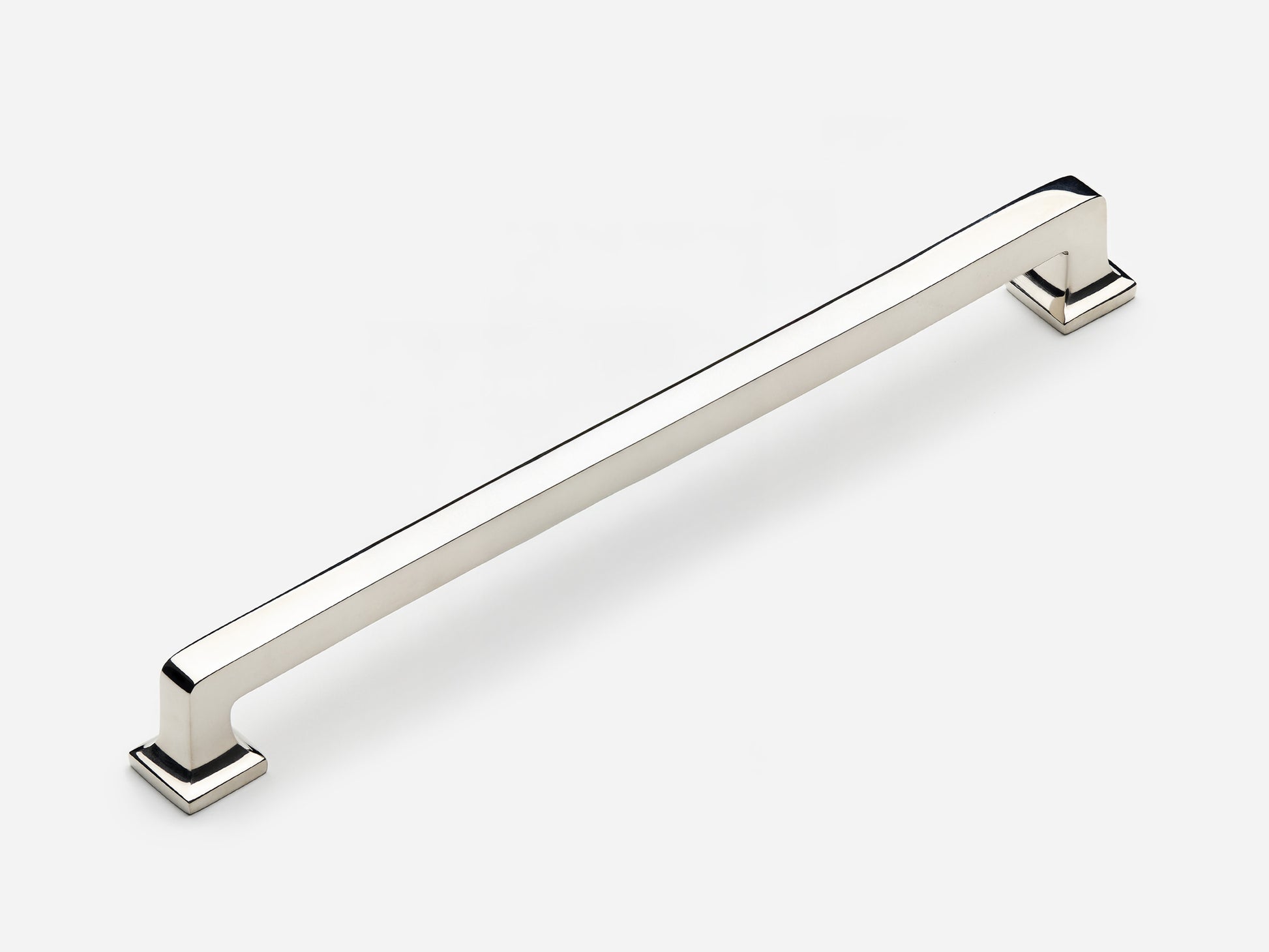Solid brass Promontory appliance pull, 12 inches, in a polished nickel finish for cabinets.