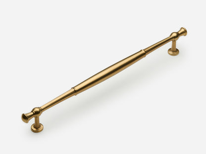 Solid brass Windsor appliance pull, 12 inches, in an aged brass finish for cabinets.