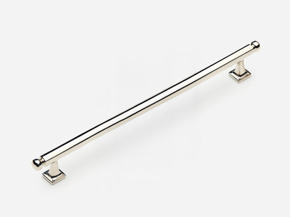 Solid brass Wright appliance pull, 12 inches, in a polished nickel finish for cabinets.