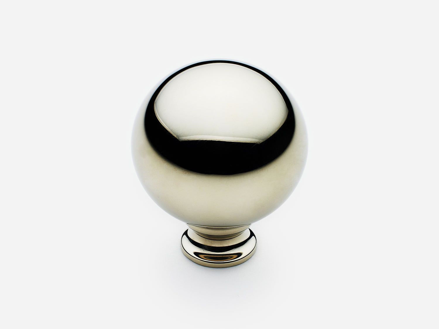 Solid brass Ball Knob, large size, in a polished nickel finish for cabinets.