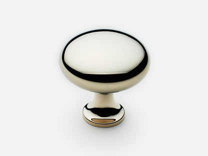 Solid brass Belle Knob, large size, in a polished nickel finish for cabinets.