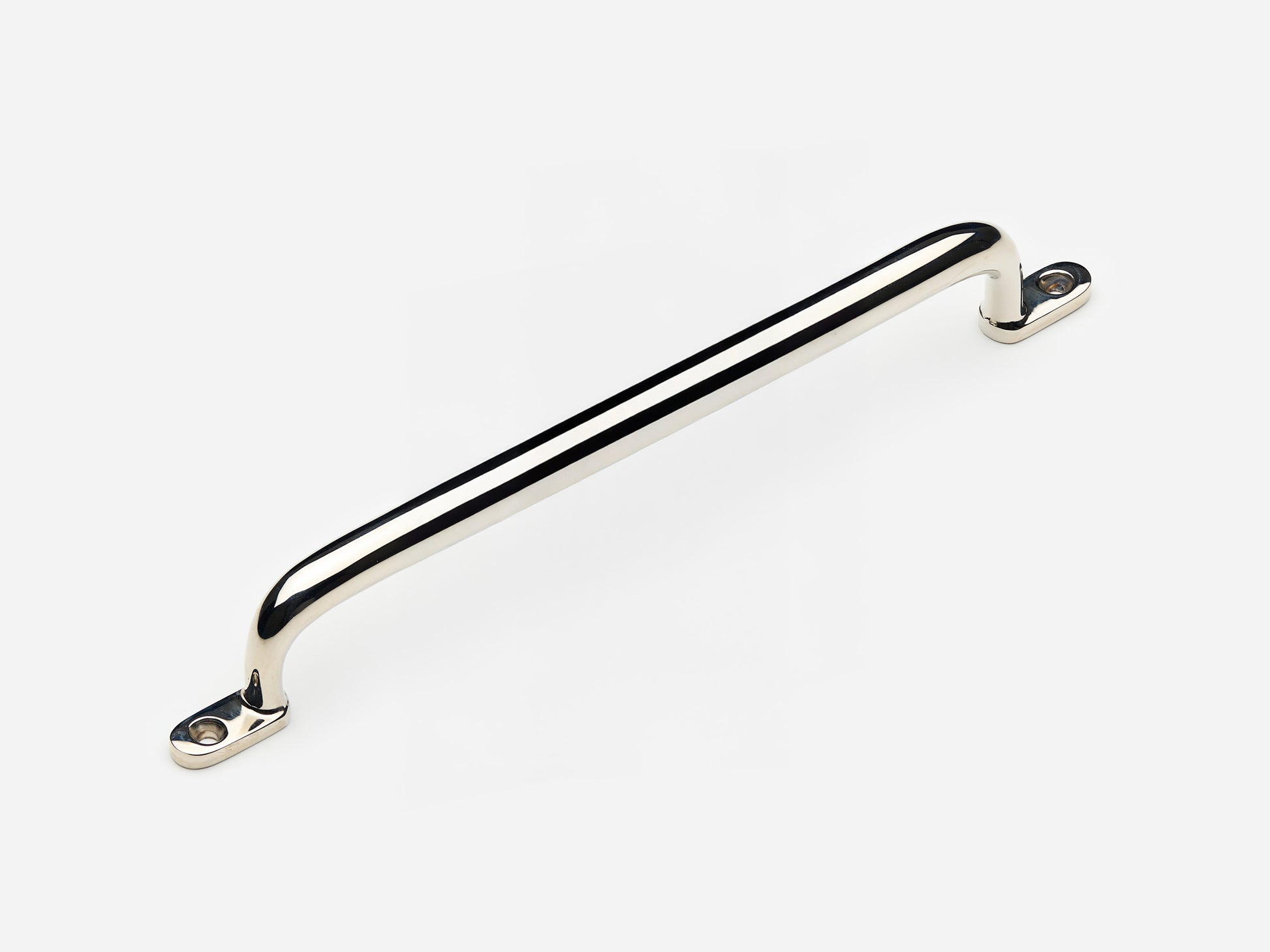 Solid brass Butler drawer pull, 8 inches, in a polished nickel finish for cabinets.