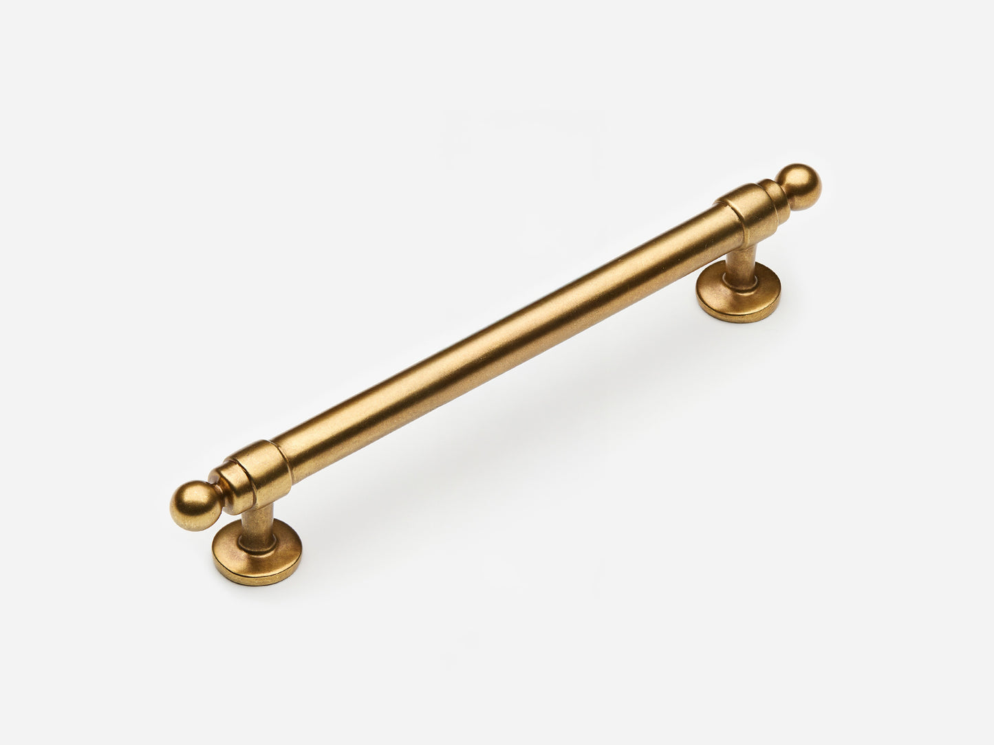 Solid brass Campaign drawer pull, 6 inches, in an aged brass finish for cabinets.