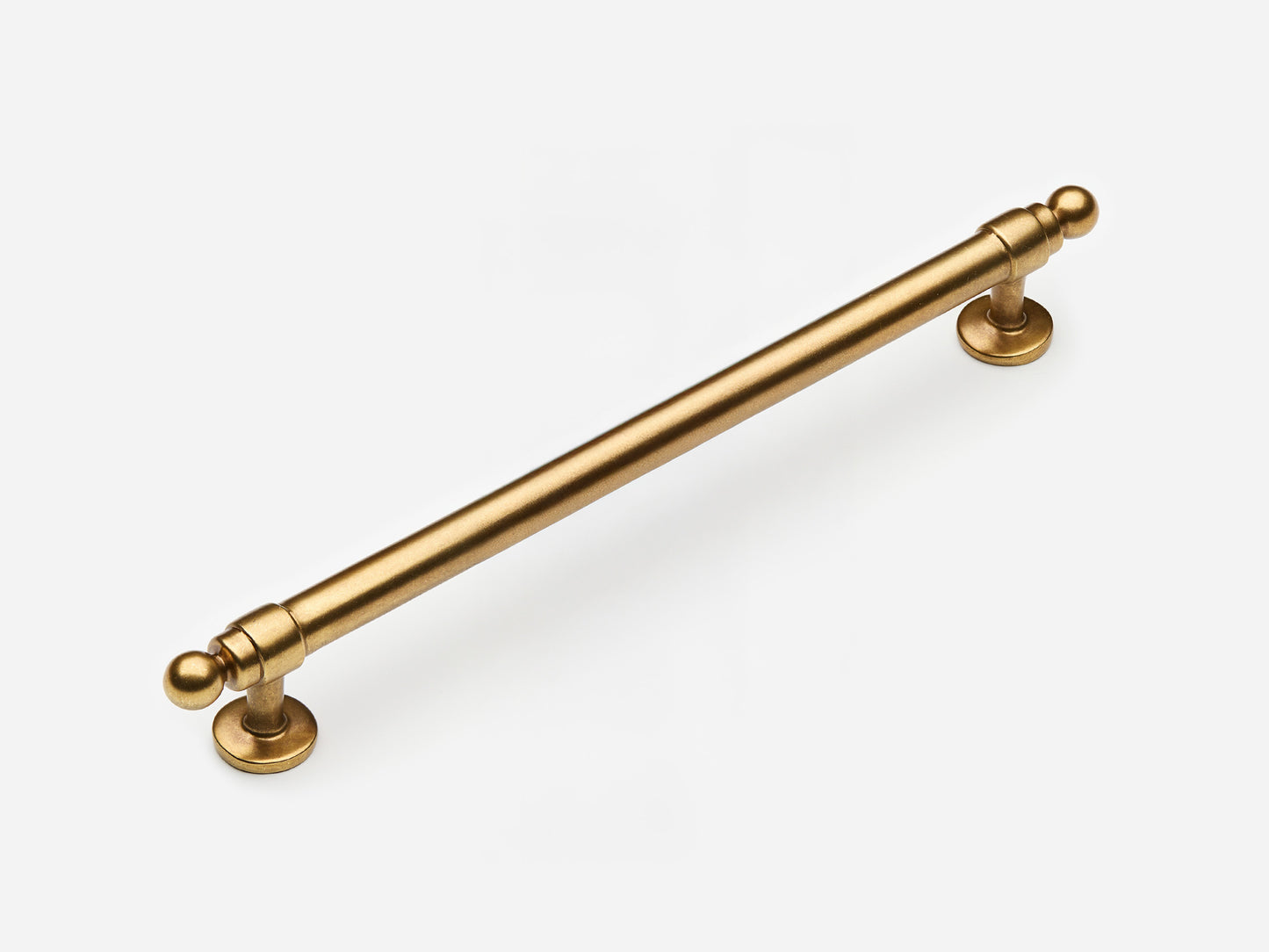 Solid brass Campaign drawer pull, 8 inches, in an aged brass finish for cabinets.
