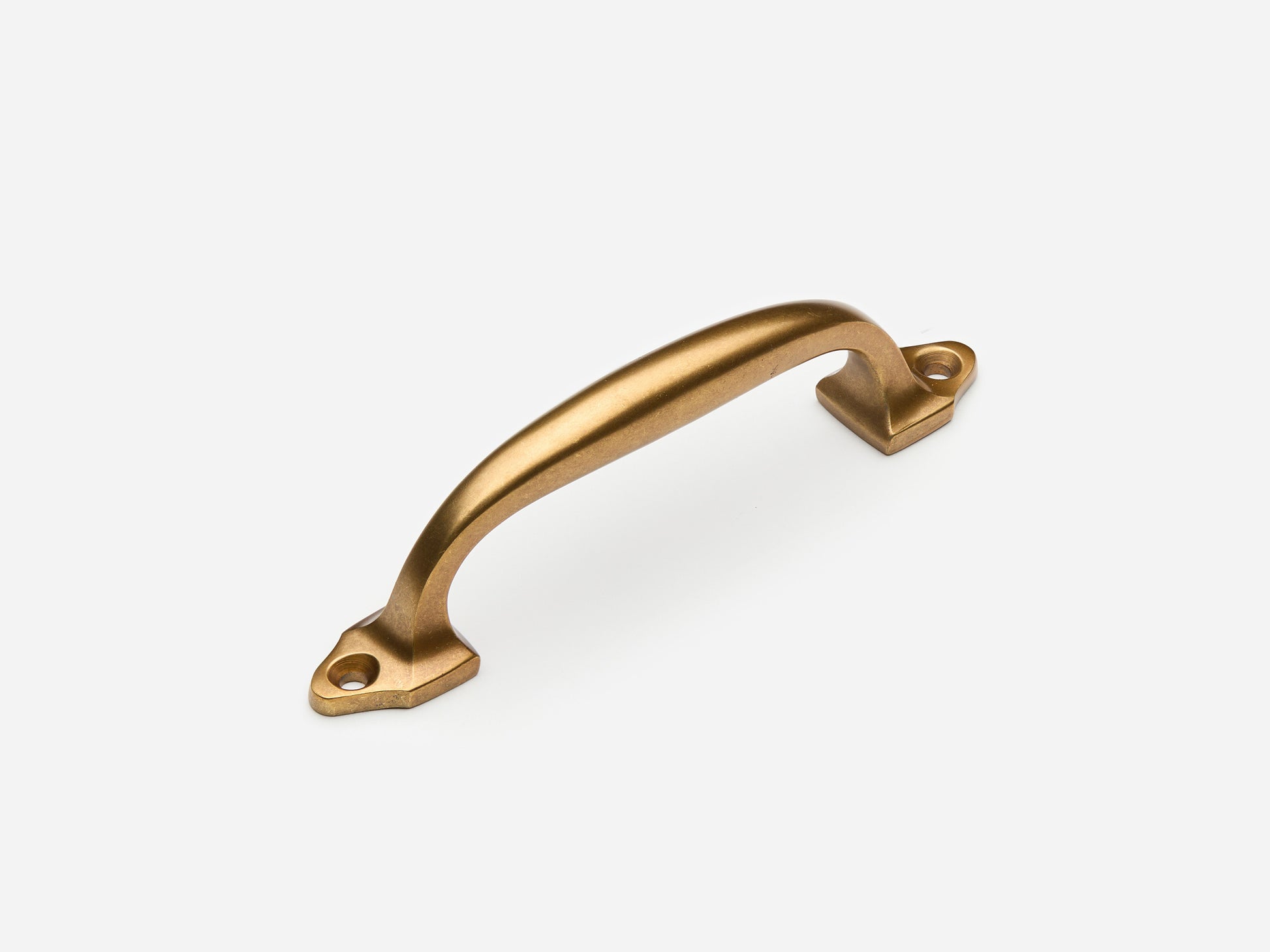 Solid brass Georgian drawer pull, 4 inches, in an aged brass finish for cabinets.