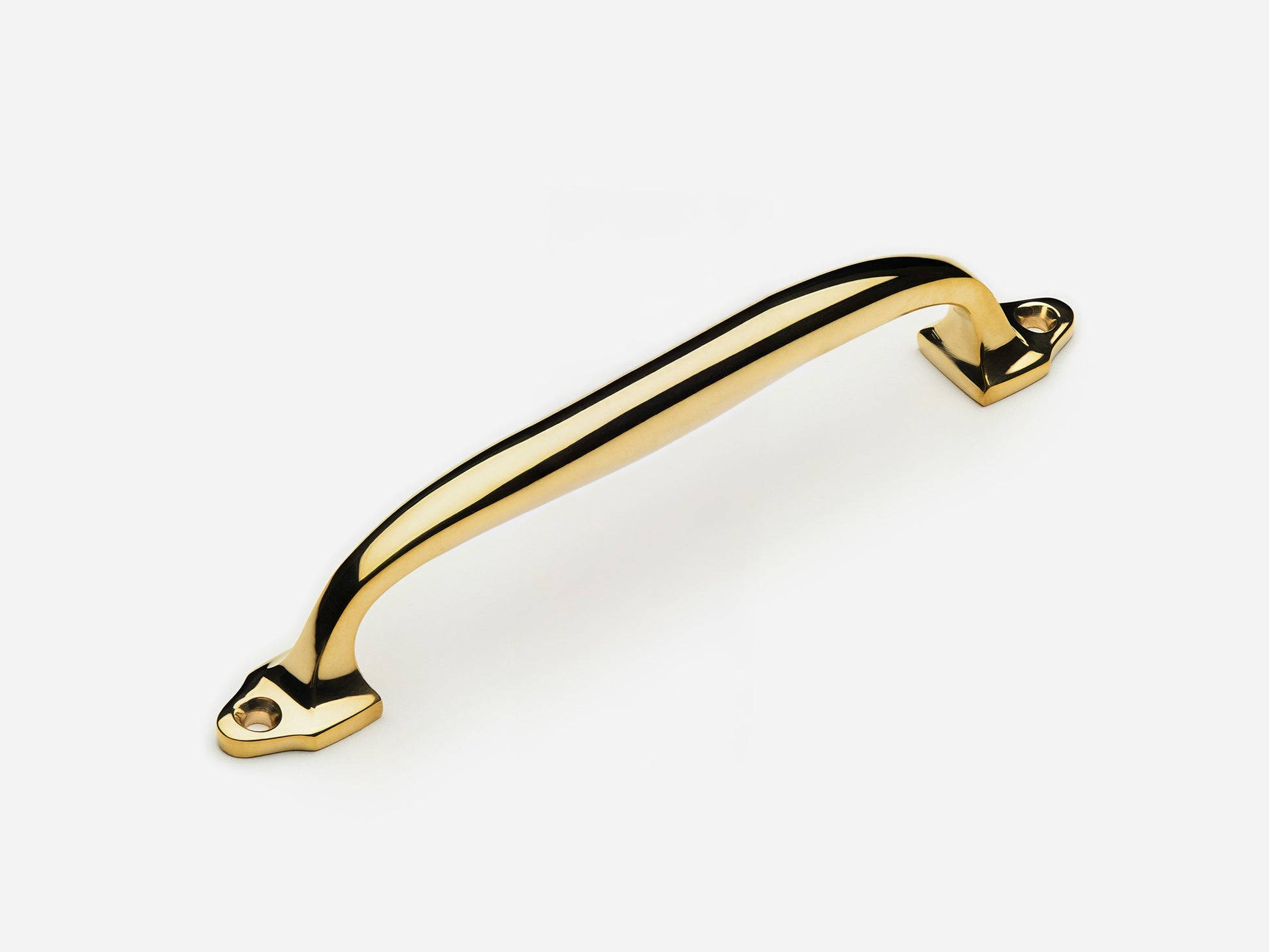 Solid brass Georgian drawer pull, 6 inches, in an unlacquered polished brass finish for cabinets.