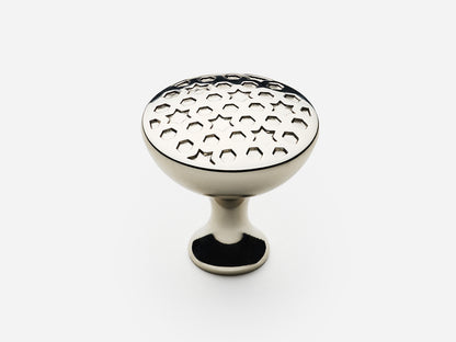 Solid brass France Knob, standard size, in a polished nickel finish for cabinets.