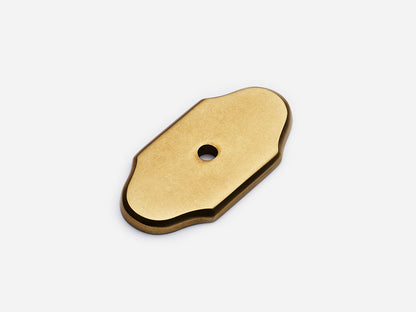 Solid brass Hampton backplate, 1x2 inches, polished nickel finish for knobs and pulls on cabinets.