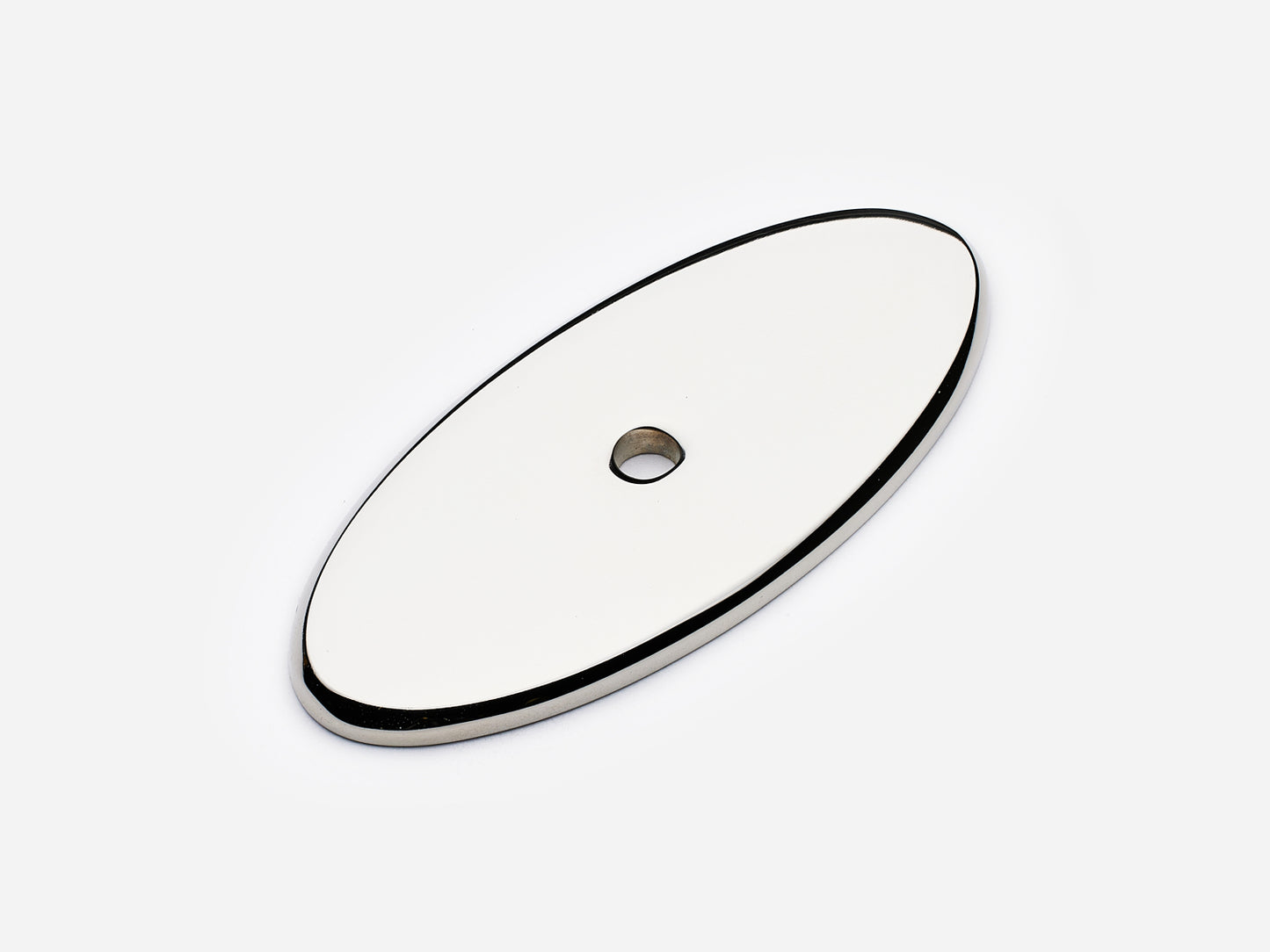 Solid brass Oval backplate, 2.5 inch, polished nickel finish for knobs on cabinets.