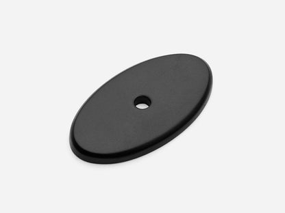 Solid brass Oval backplate, 2 inch, matte black finish for knobs on cabinets.