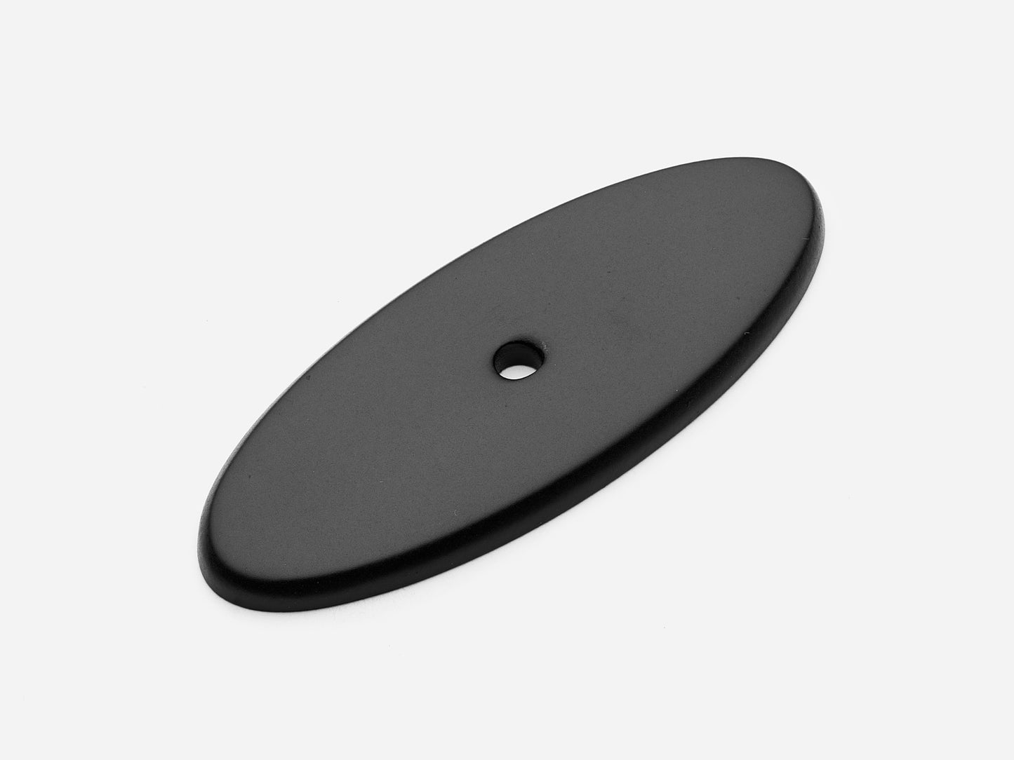 Solid brass Oval backplate, 3 inch, matte black finish for knobs on cabinets.