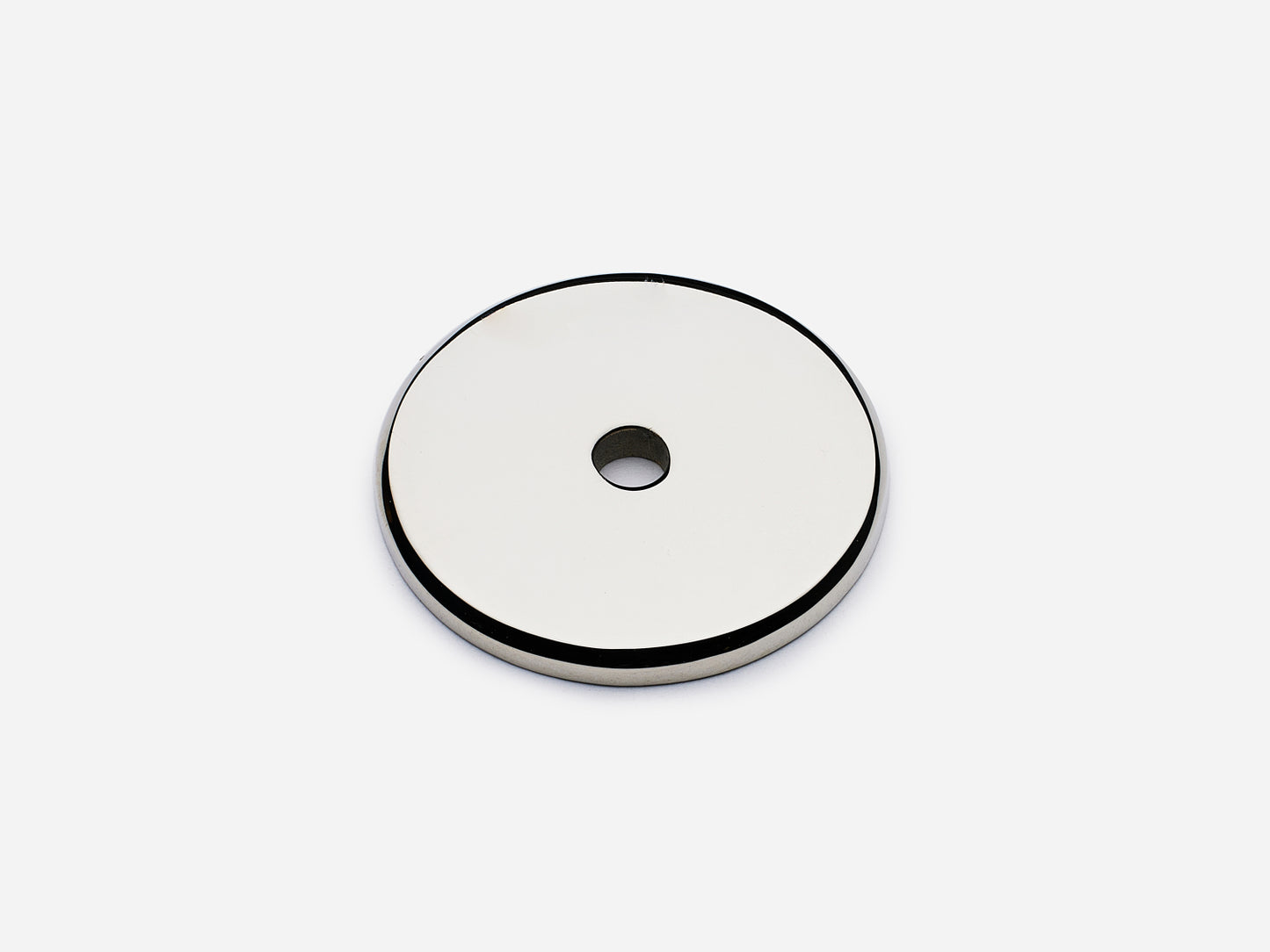 Solid brass Round backplate, 1.25 inches, in a polished nickel finish for knobs on cabinets.