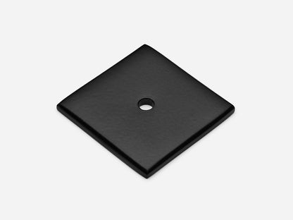 Solid brass Square backplate, 1.5 inches, in a matte black finish for knobs on cabinets.