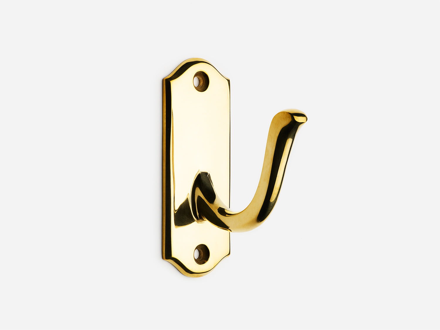 Solid Brass Hampton Single Hook in Unlacquered Polished Brass Finish