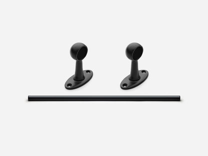 Solid brass Newark towel bar, 2 feet, in a matte black finish for kitchens and bathrooms.
