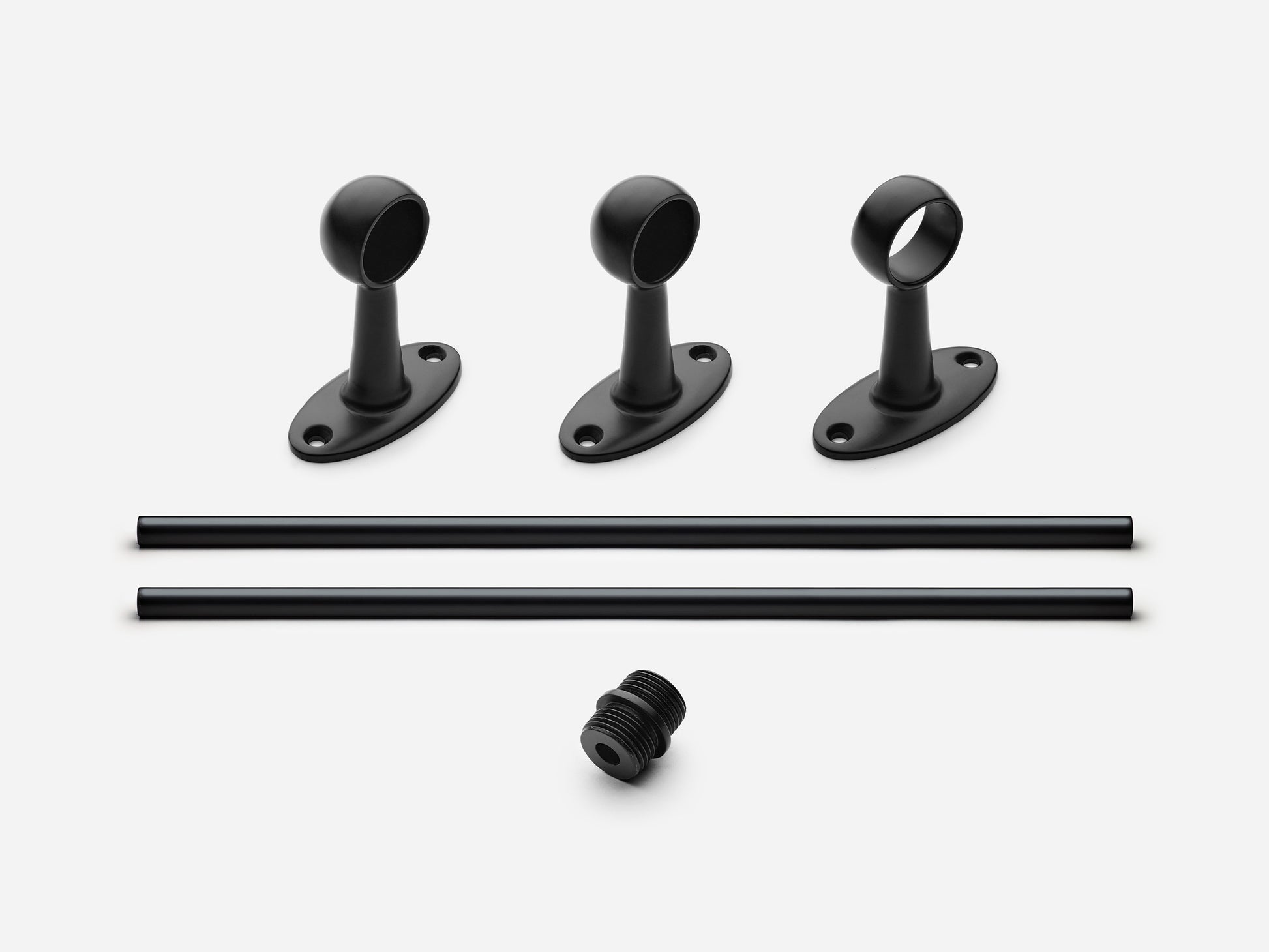 Solid brass Newark towel bar, 6 feet, in a matte black finish for kitchens and bathrooms.