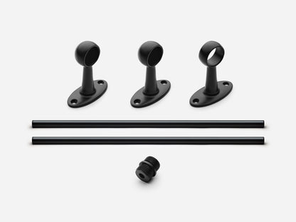 Solid brass Newark towel bar, 6 feet, in a matte black finish for kitchens and bathrooms.