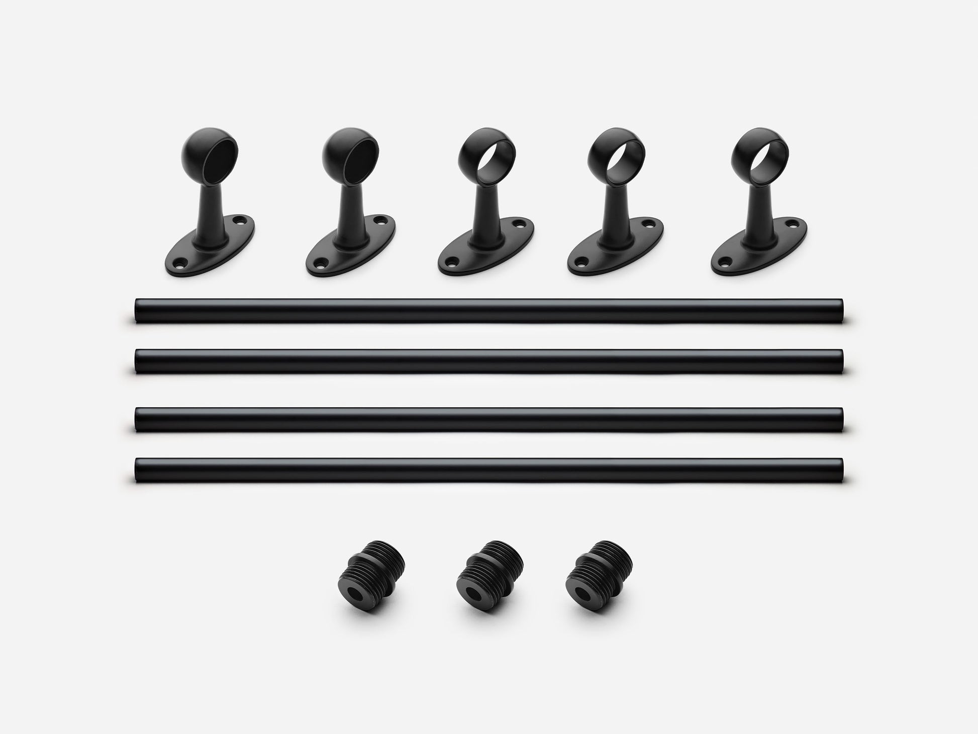 Solid brass Newark towel bar, 8 feet, in a matte black finish for kitchens and bathrooms.
