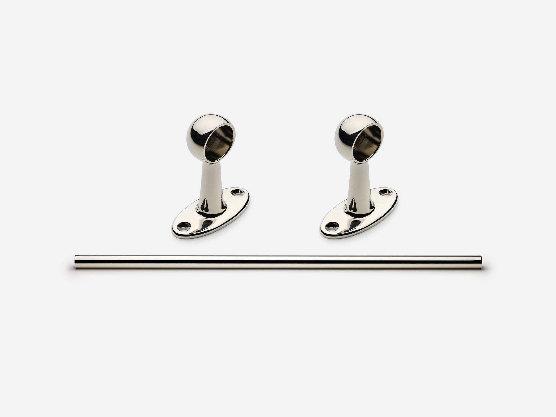 Solid brass Newark towel bar, 2 feet, in a polished nickel finish for kitchens and bathrooms.