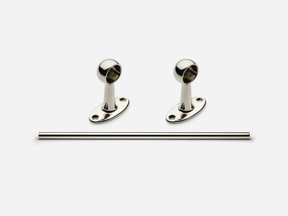 Solid brass Newark towel bar, 2 feet, in a polished nickel finish for kitchens and bathrooms.