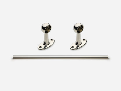 Solid brass Newark towel bar, 3 feet, in a polished nickel finish for kitchens and bathrooms.