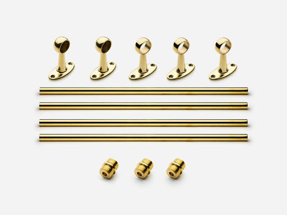 Solid brass Newark towel bar, 8 feet, in an unlacquered polished brass finish for kitchens and bathrooms.
